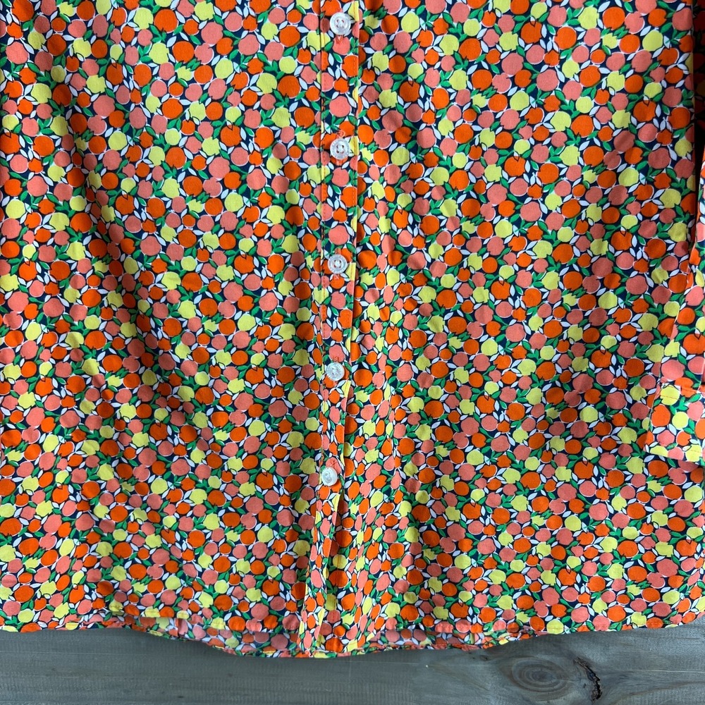 Lands End Womens Shirt 3/4 Sleeve Button Up Fruit Citrus No iron Supima Size 4P - Picture 3 of 8